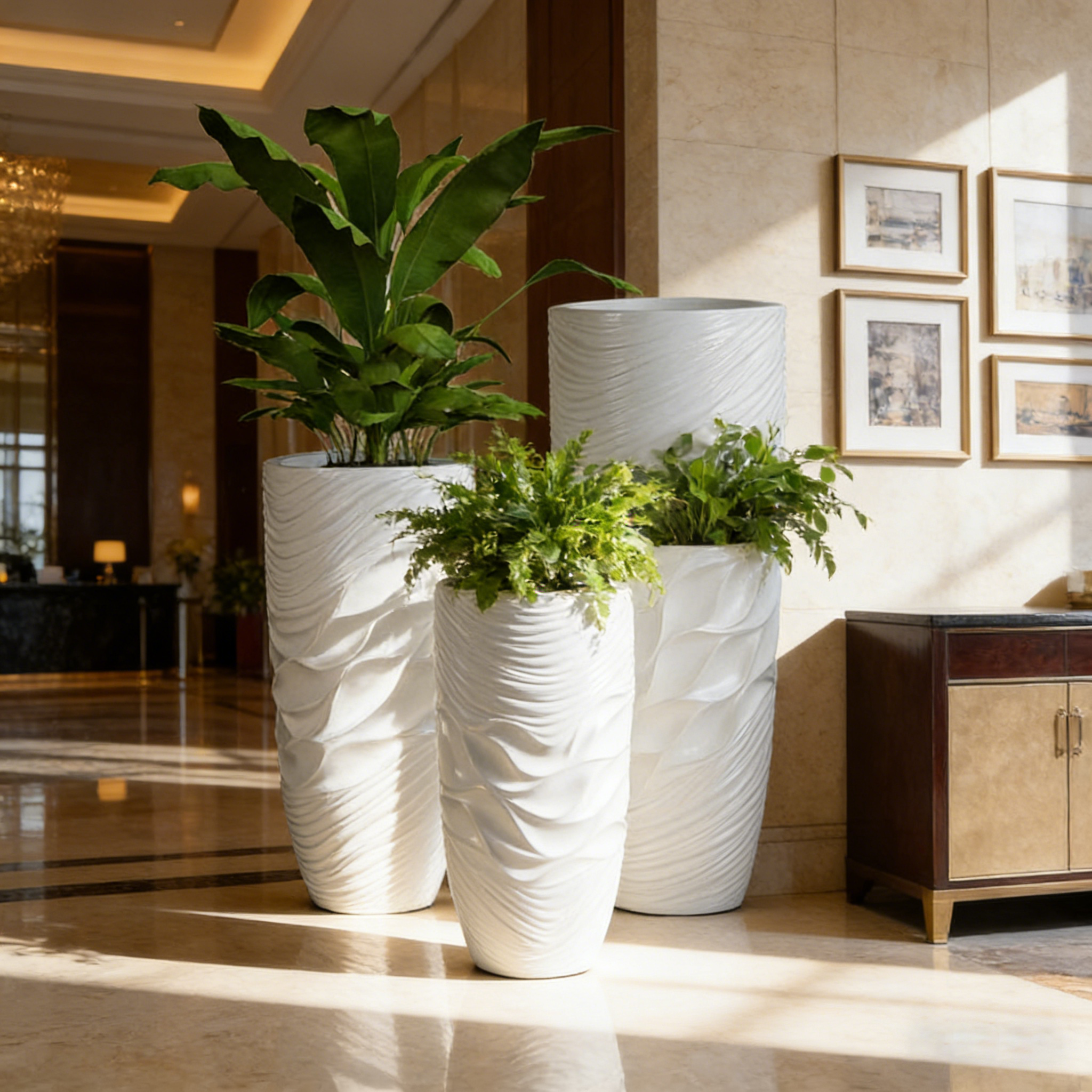 70/90/120厘米高地板花瓶家居装饰工厂供应玻璃纤维地板花瓶大装饰白色现代花瓶JZY-1511~1513