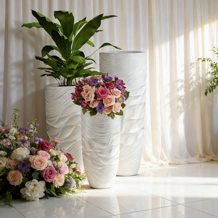 70/90/120cm große Bodenvase für die Heimdekoration, Fabrikzufuhr Fiberglas Bodenvase, große dekorative weiße moderne Vase