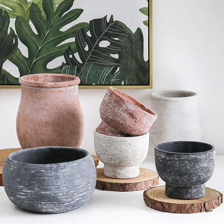 带排水孔的迷你水泥混凝土花盆-可批发室内/室外使用的生态友好型花园花盆