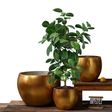 Großer goldener Blumentopf, kugelförmige Pflanzgefäße, Zement-Blumentopf für drinnen und draußen