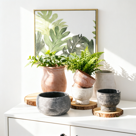 带排水孔的迷你水泥混凝土花盆-可批发室内/室外使用的生态友好型花园花盆