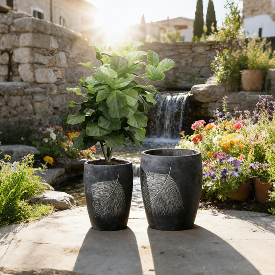 Cement Retro Painted Floor Large Flower Pots Eco-Friendly Durable Indoor Outdoor Garden Planters