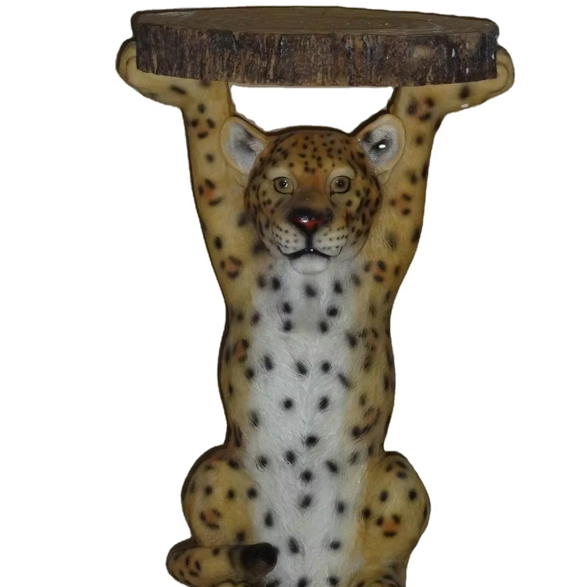 Wholesale Large Animal Statues Antique Leopard Design Statue Side Table Resin Sculpture