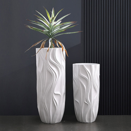 New Fashion Fiberglass Planter Large Floor Vase Tall Modern Eco-Friendly Durable Handmade High Quality Flower Vase