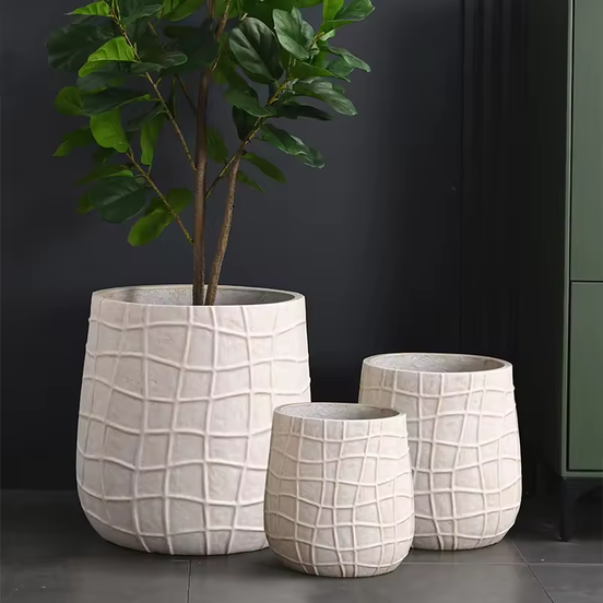 Großhandelspreis Fiber Pflanzgefäße Outdoor Indoor Blumentopf Großer Tontopf Pflanze