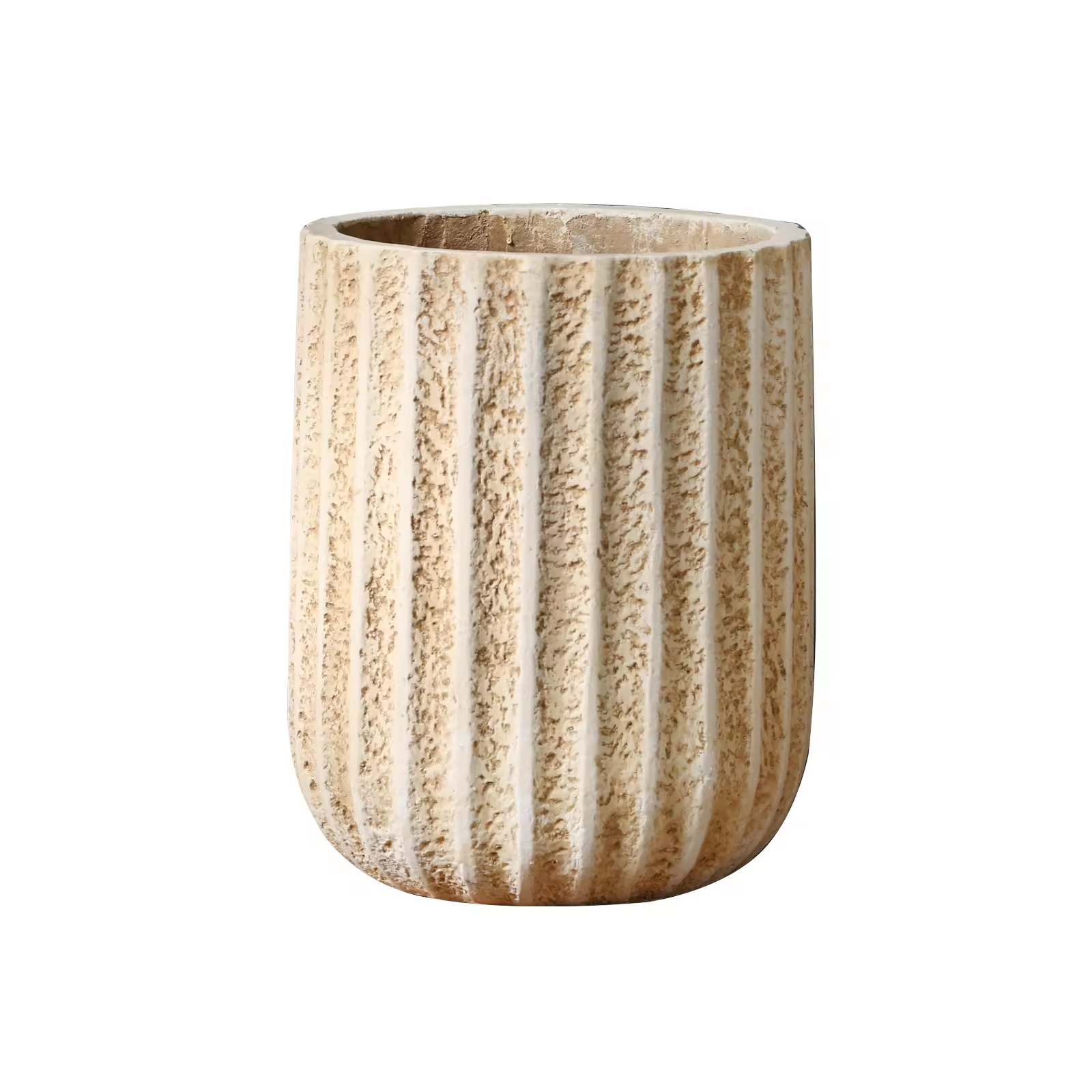 Cement Flower Planter Stripe Pattern GRC Flower Pot Outdoor Indoor Concrete Big Pots for Plants