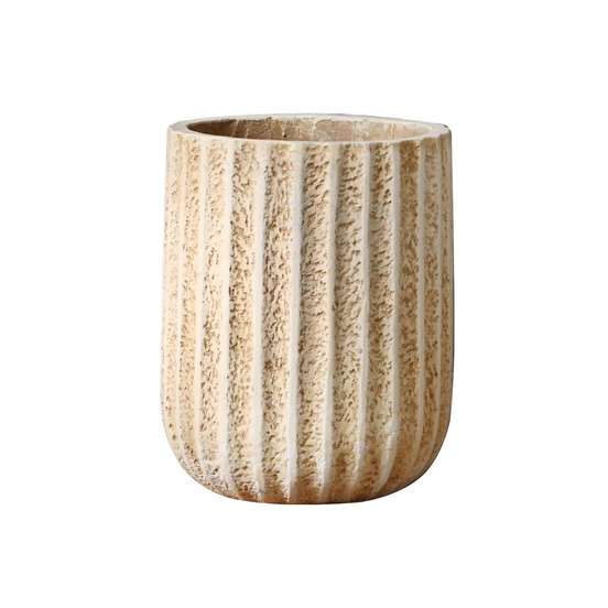Cement Flower Planter Stripe Pattern GRC Flower Pot Outdoor Indoor Concrete Big Pots for Plants