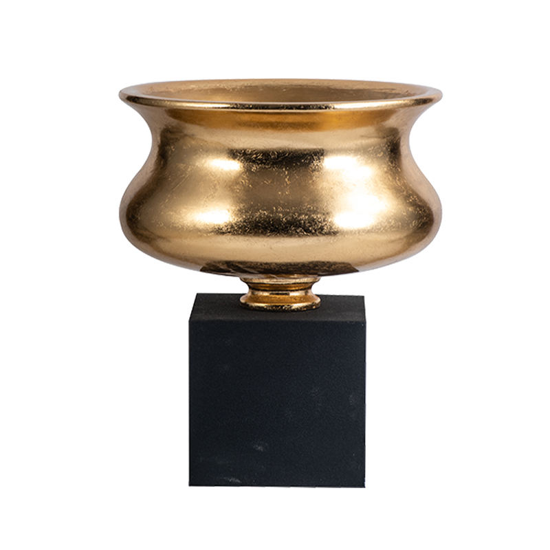 Urn Shape Black Base and Golden Vase Centerpieces for Wedding Table Gold Wedding Vase