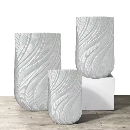 33/44/56cm Tall White Planter Wholesale Modern Flower Pot Outdoor Indoor Pots for Plants Fiber Clay Large Planter Pots