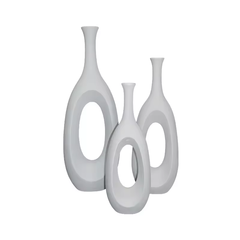 New Collection Creative Flower Vases Luxury Decorative Vase Set Modern Black White Fiberglass Eco-friendly Durable Floor Vases