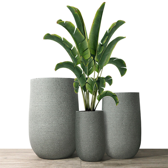 Large Eco-friendly Durable Fiber Clay Planters for Outdoor & Indoor Use Tall Garden Flower Pots with Painting Finish