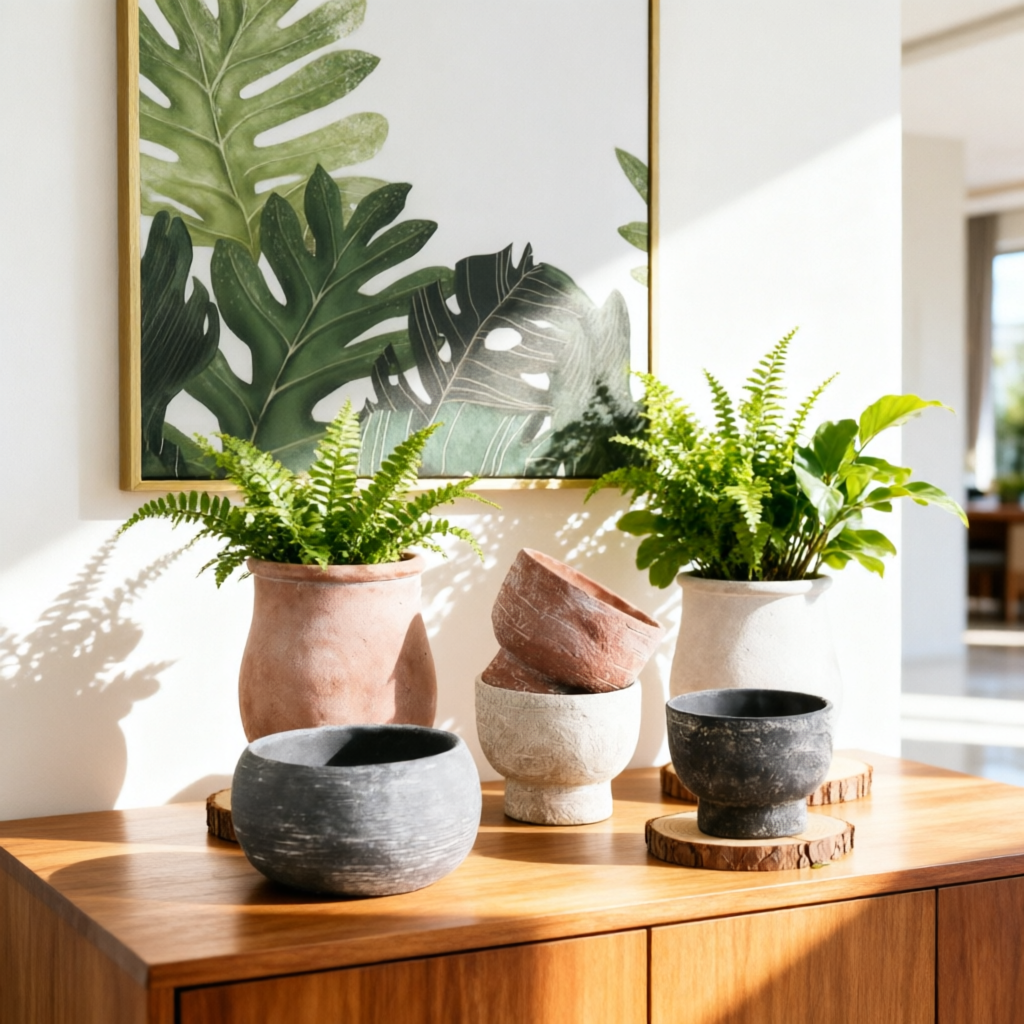 带排水孔的迷你水泥混凝土花盆-可批发室内/室外使用的生态友好型花园花盆