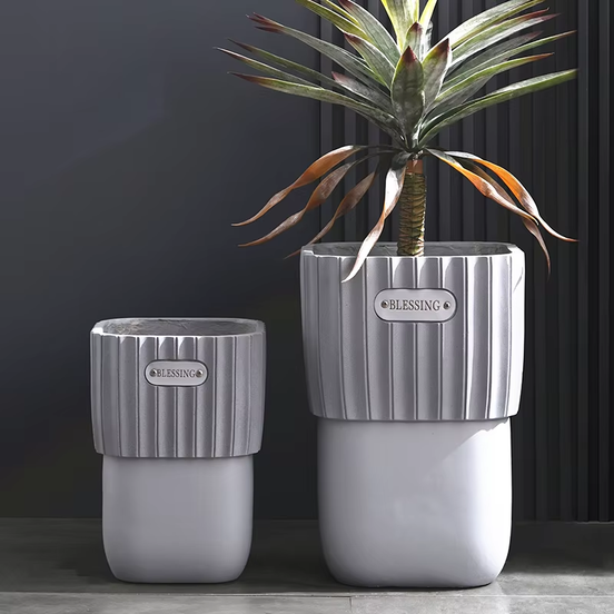 Decorative Small Medium Size Fiber Clay Flower Vase for Indoor/Outdoor Use High Quality Home Decor for Living Room Shopping Mall