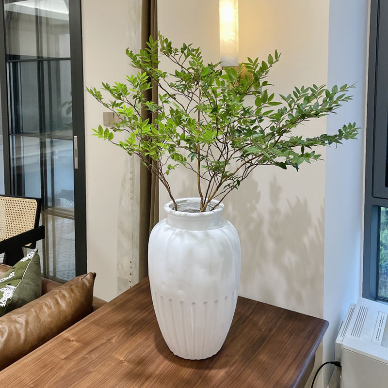 Neue rustikale, umweltfreundliche, robuste Tonvasen, mattweiße Krugvase, Direktvertrieb ab Werk, Retro-Blumenvase für die Heimdekoration