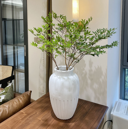 Neue rustikale, umweltfreundliche, robuste Tonvasen, mattweiße Krugvase, Direktvertrieb ab Werk, Retro-Blumenvase für die Heimdekoration