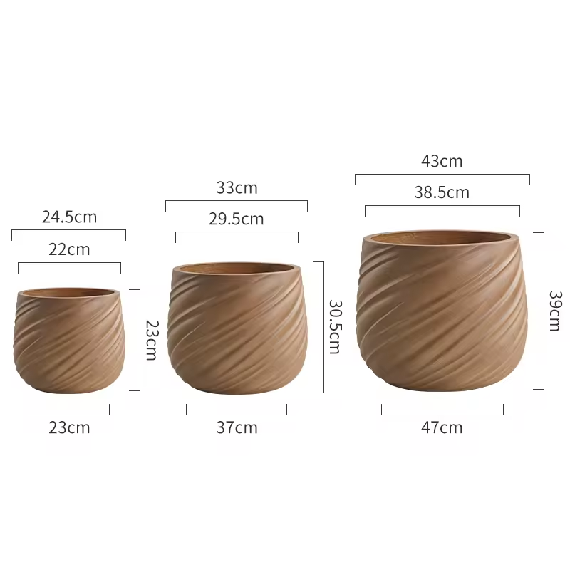 Wholesale Dia 45cm Large Plant Pots Outdoor Indoor White Flower Pots Big Fiber Pots for Plants