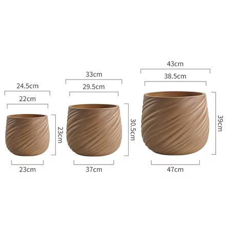 Wholesale Dia 45cm Large Plant Pots Outdoor Indoor White Flower Pots Big Fiber Pots for Plants