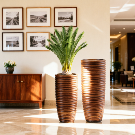 Große braune Fiberglas-Bodenvase, modern, für Wohnzimmer, mit Blumentöpfen, Pflanzgefäßen, groß, umweltfreundlich, langlebig, Pflanztöpfe, großer Topf