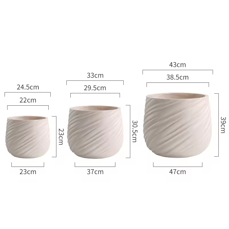 Wholesale Dia 45cm Large Plant Pots Outdoor Indoor White Flower Pots Big Fiber Pots for Plants