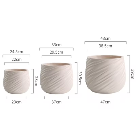 Wholesale Dia 45cm Large Plant Pots Outdoor Indoor White Flower Pots Big Fiber Pots for Plants