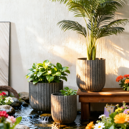 Large Concrete GRC Cement Eco-Friendly Planter Pots for Home & Garden Weather Resistant Painted Finish