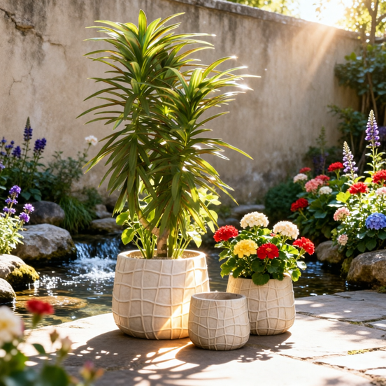 Large Fiber Pots for Plants Factory Wholesale Clay Flower Pots Indoor Outdoor Big Planter Pots