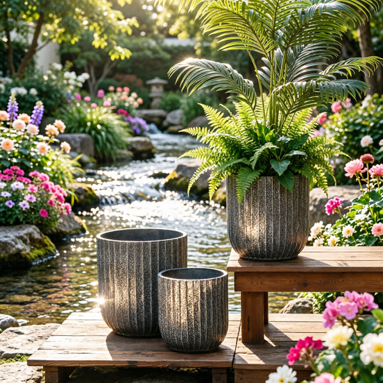 Large Concrete GRC Cement Eco-Friendly Planter Pots for Home & Garden Weather Resistant Painted Finish