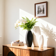 Dekorative Keramikvasen Blumendesign Fabrik Großhandel Steinzeugvase Schwarze Tischvase