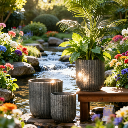 Large Concrete GRC Cement Eco-Friendly Planter Pots for Home & Garden Weather Resistant Painted Finish