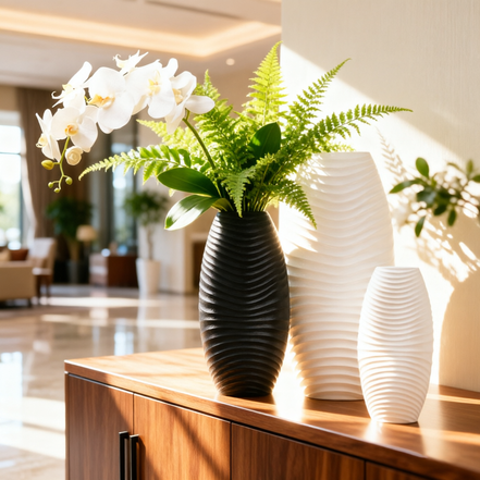 Dekorative Keramikvasen Blumendesign Fabrik Großhandel Steinzeugvase Schwarze Tischvase