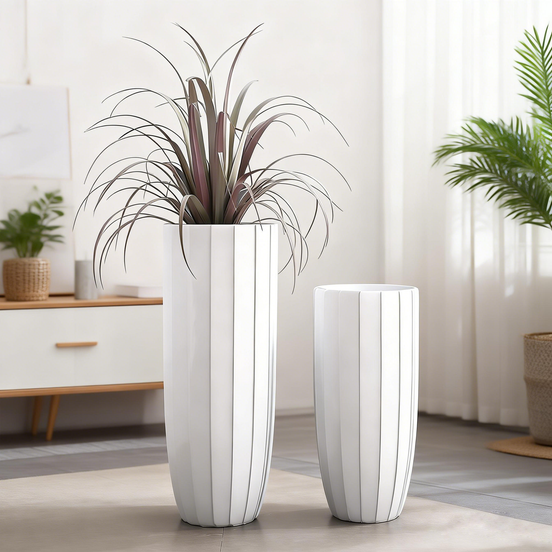 70cm 90cm Tall Vases for Home Decor Modern Large Floor Vase Factory Wholesale White Cylinder Fiberglass Eco-friendly Durable