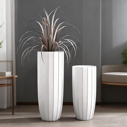 70厘米90厘米高花瓶家居装饰现代大地板花瓶工厂批发白色圆筒玻璃纤维环保耐用JZY-2062