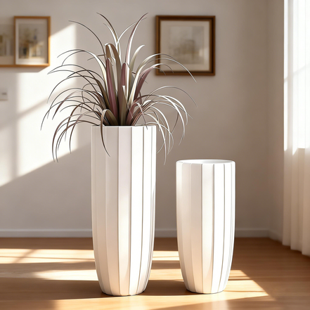 70厘米90厘米高花瓶家居装饰现代大地板花瓶工厂批发白色圆筒玻璃纤维环保耐用JZY-2062